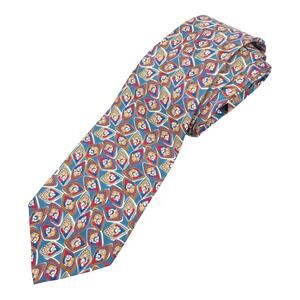 Christian Dior Monsieur‎ Silk Necktie Mens Blue Burgundy Florette Patterned